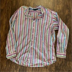 Vintage Polo Ralph Lauren westerton striped button down size XL orange purple